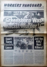 ‘Greensboro Was Racist Murder! Court Turns Fascists Loose - Jail the KKK/Nazi Killers!’, in ‘Workers Vanguard’, Spartacist League, United States, 1980.